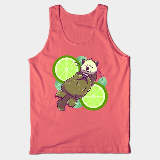 Lime Sea Otter Splash Tank Top by LeafBunnyStudios